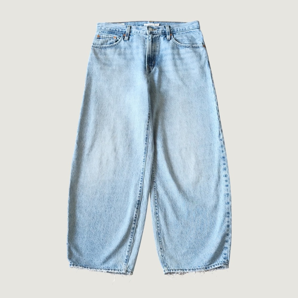 Levis XL Balloon Jeans Light Wash Blue High Rise Baggy Wide Leg Denim Sz 29 90s